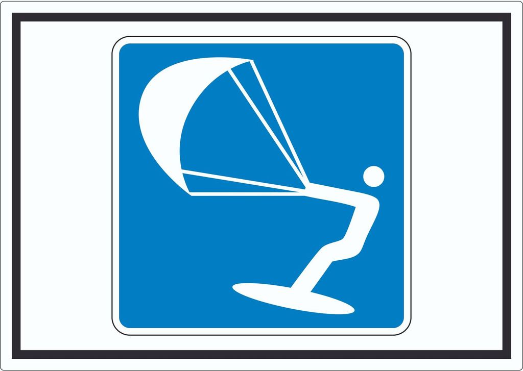 Kitesurfen erlaubt Symbol Aufkleber A8 (52x74mm)