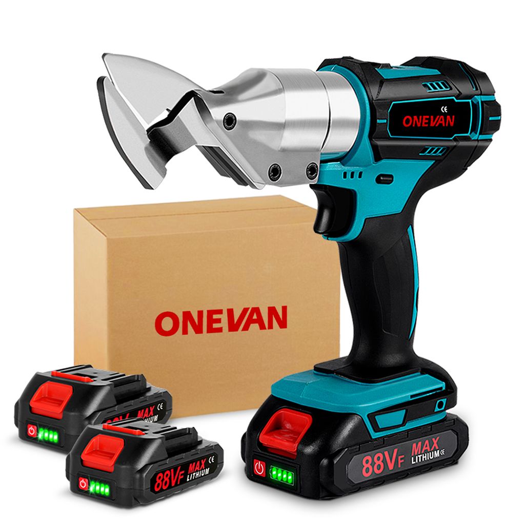 Akku-Blechschere Elektrische Blechschere Max. 3mm Scherendicke mit 2 Akku & Ladegerät, für Bleche, Teppiche, Stoff, Leder