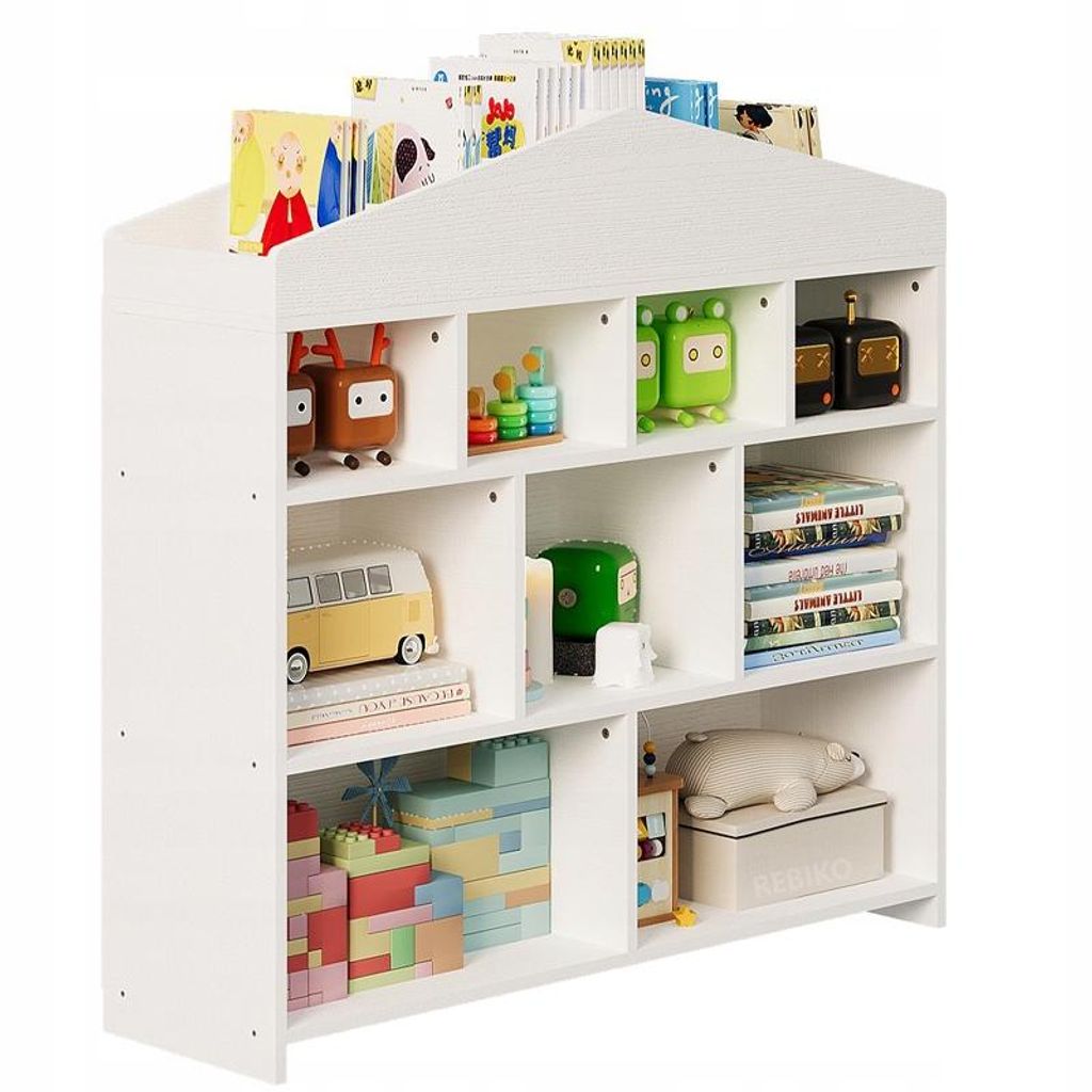 Scaffale bianco per bambini per giocattoli, libri e Immagine del prodotto 