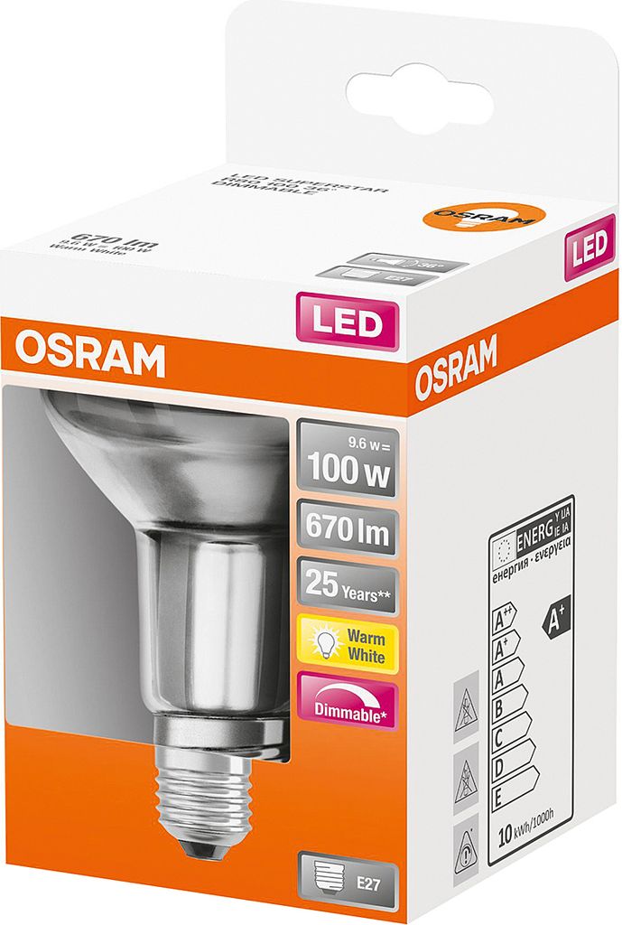 The image shows the packaging of an Osram LED light bulb.