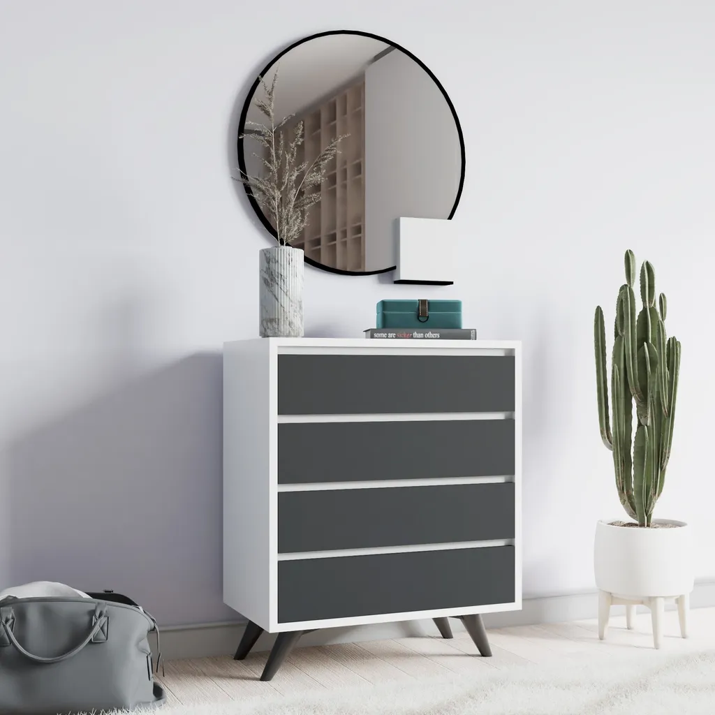 Commode en Mélamine Haute Résistance Suvera 70 cm - Finition Blanc Chic