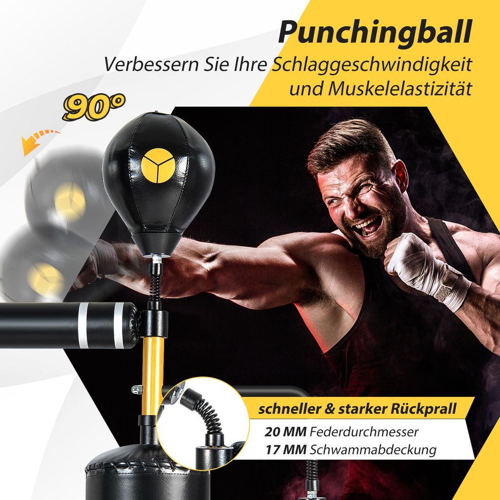 COSTWAY Punchingball stehend, 360° Reflexstange, Produktbild 5