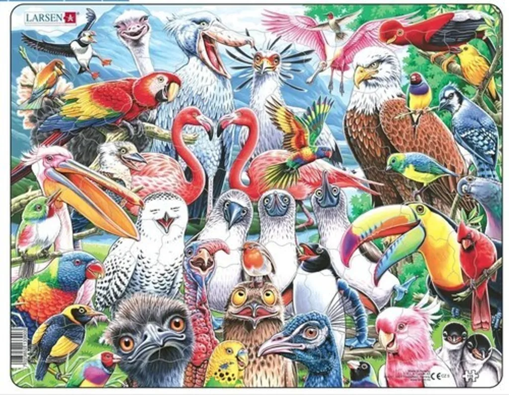 Puzzle illustré Jolly Birds of the World 115 pièces colorées