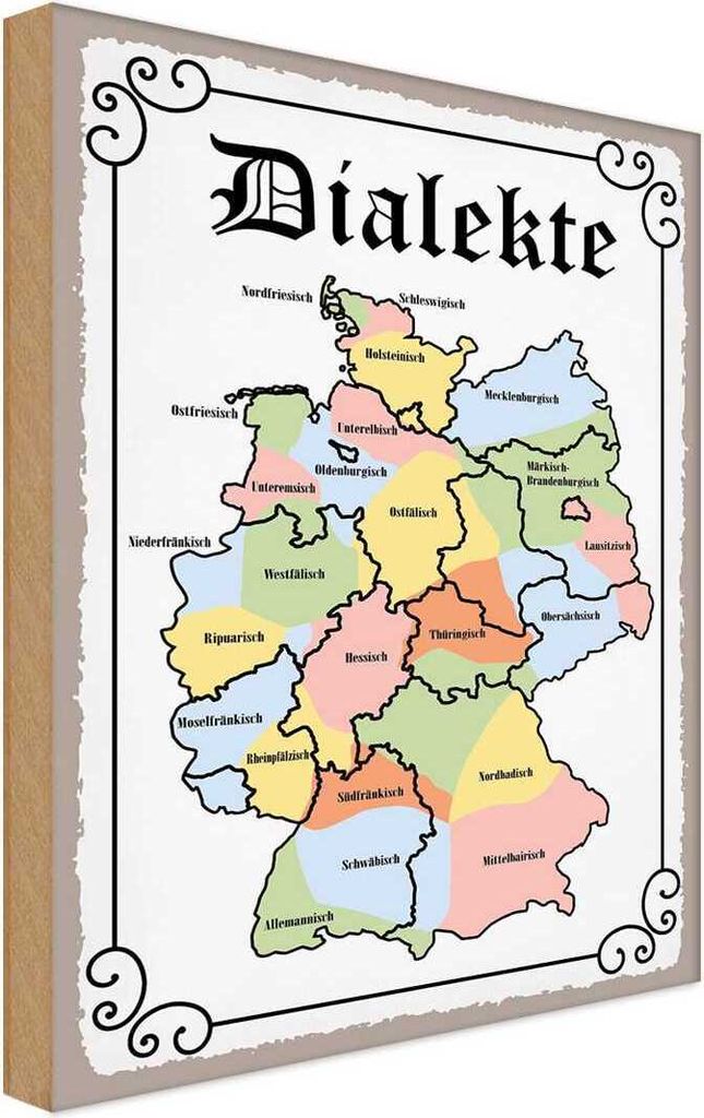 vianmo Holzschild 30x20 cm Dialekte Karte Bundesländer Deutschland