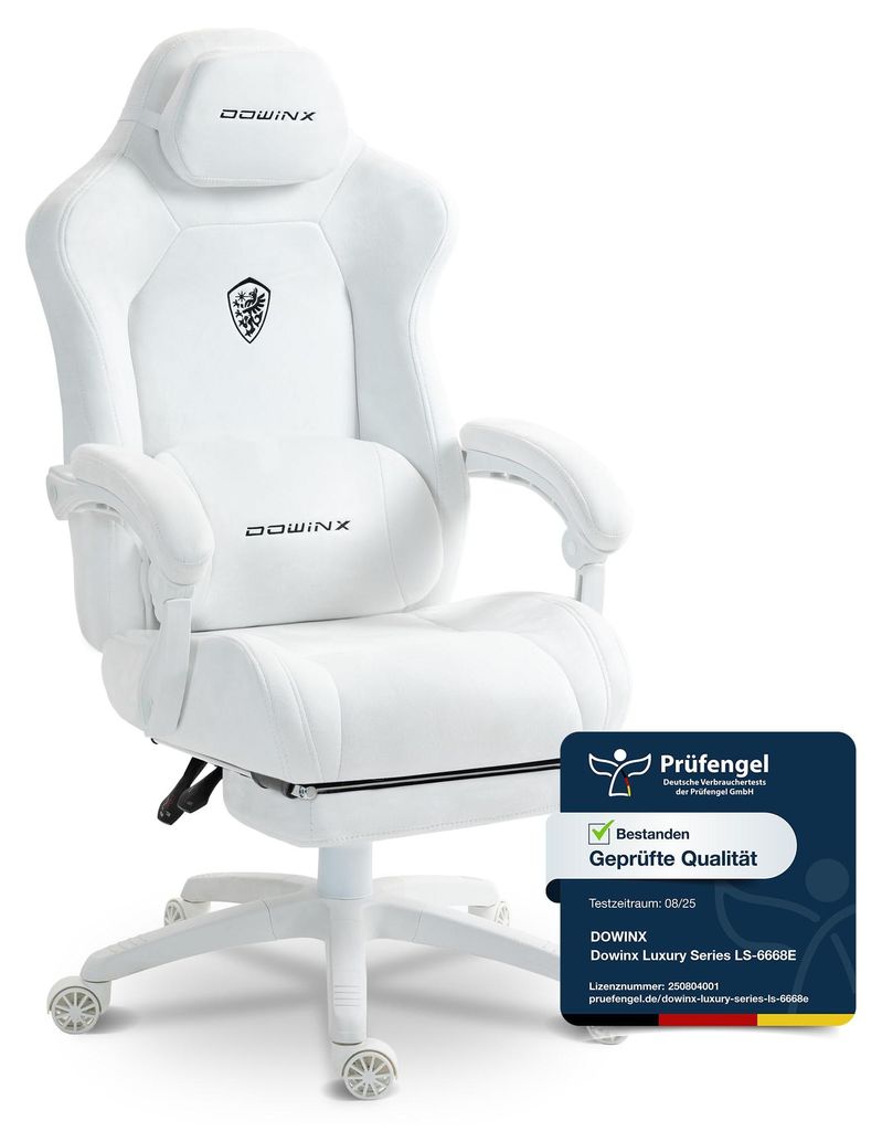 Ergonomischer Gaming-Stuhl mit Lendenstütze, Velours, Produktbild 