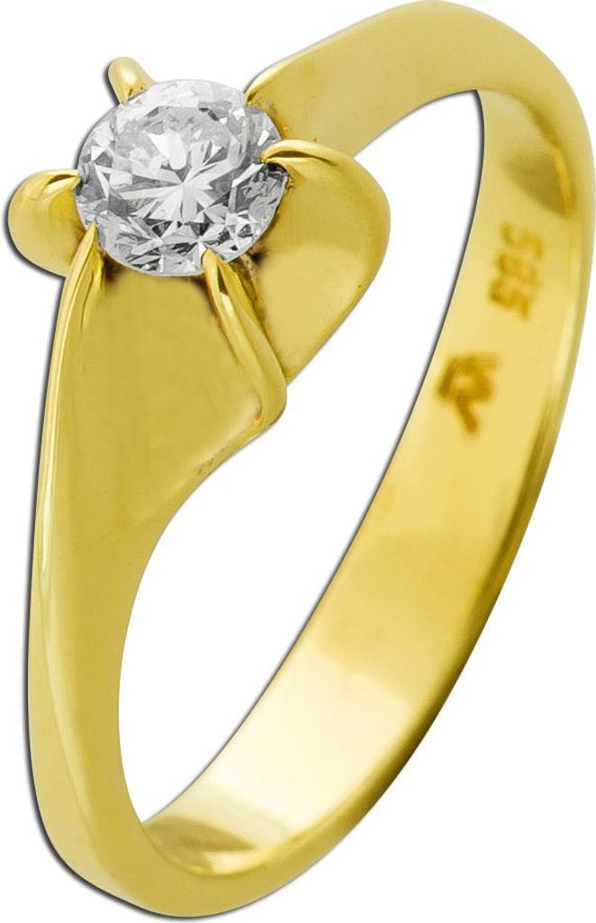 Verlobungsring Gold 585 14K Solitär Brillant 0.30ct Antikschmuck 17