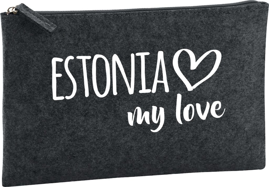 Huuraa Kulturbeutel Estonia my love 1 Liter Charcoal Filz Kosmetiktasche Geschenkidee