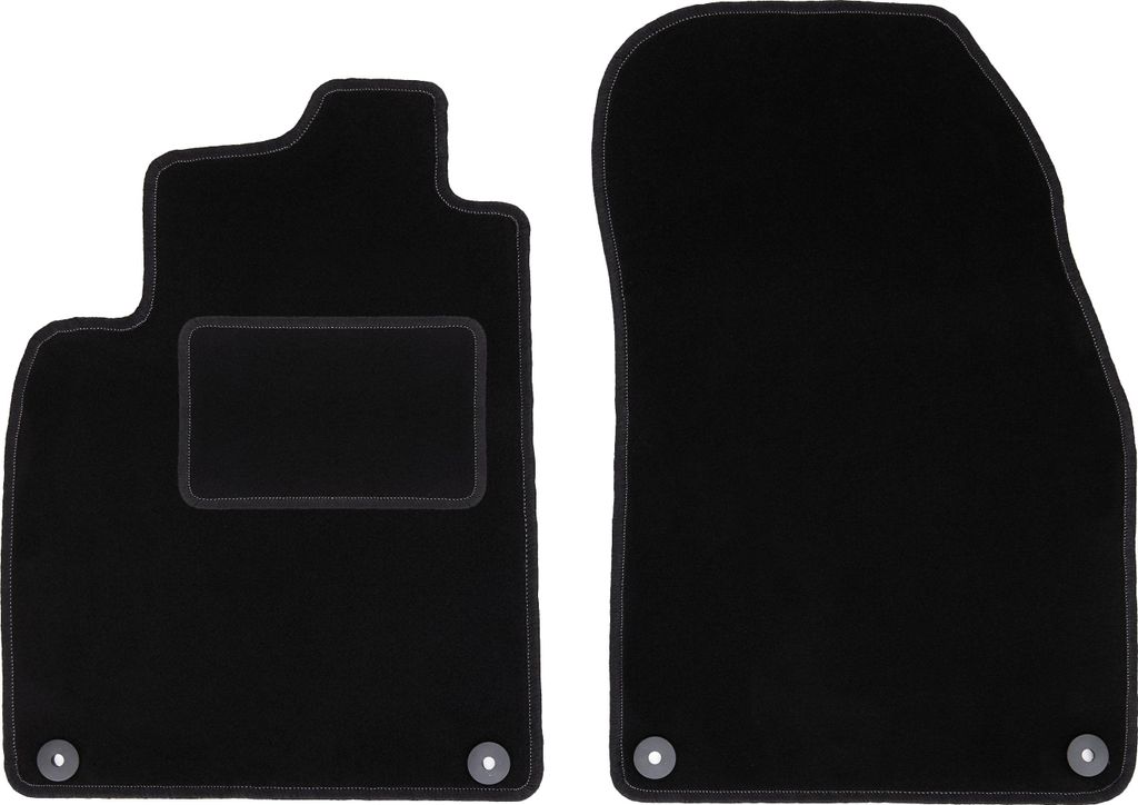 Velours-Fußmatten Vorne passend für Saab 9-3 II Y3SF (Kombi, Limousine, Bj. 2002-2014) – schwarz, passgenau, mit Befestigungen set 2 Stk. - STA...