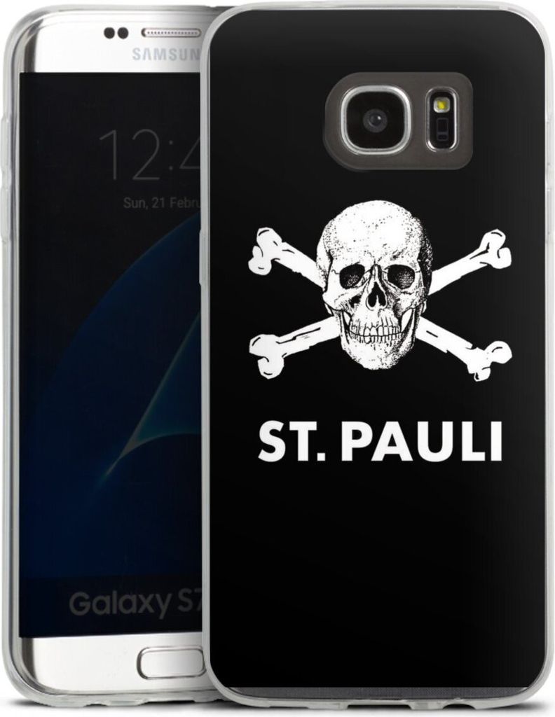 DeinDesign Slim Hülle für Samsung Galaxy S7 Edge Silikon Case Ultra Dünn Handyhülle FC St. Pauli Offizielles Lizenzprodukt Totenkopf