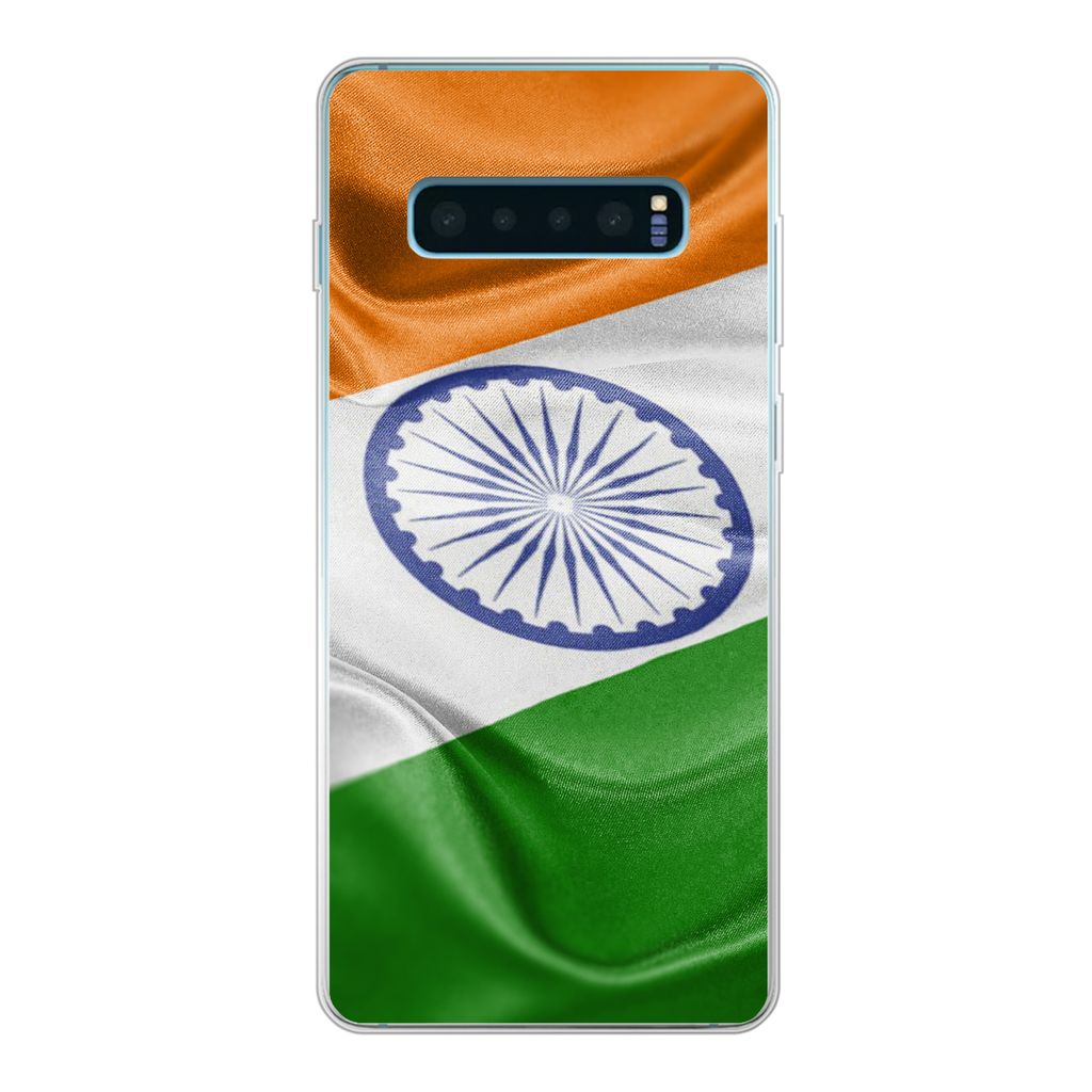 MuchoWow Handyhülle Schutzhülle Hülle für Samsung Galaxy S10 Lite Nahaufnahme der Flagge von Indien Silikon Softcase Handy Hülle - Schutz