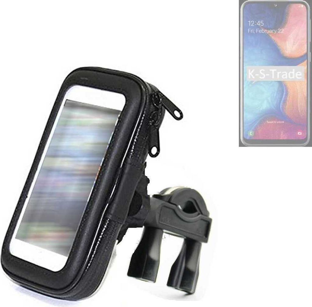 K-S-Trade Fahrrad-Halterung kompatibel mit Samsung Galaxy A20e Handy-Halterung Halter Lenkstange Fahrradhalterung Motorrad Bike Mount Wasserabweisend
