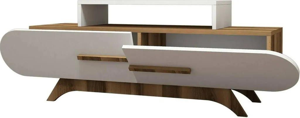 Banc TV en Noyer Bagdad 145 cm avec Niches pour Salon Contemporain