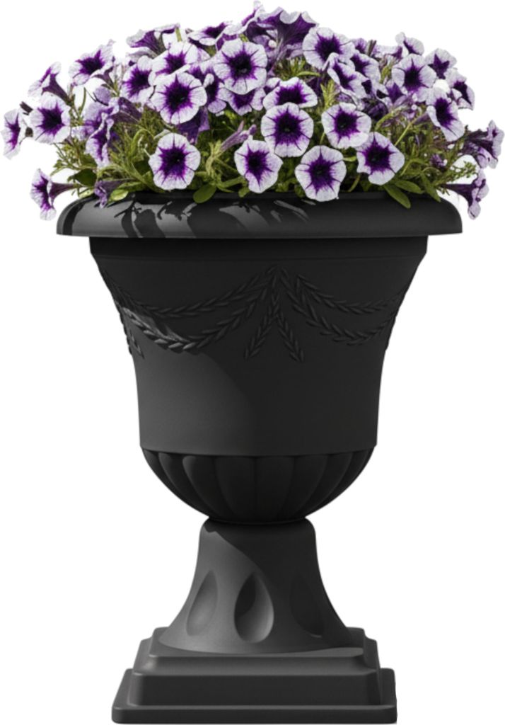 Blumentopf großer Blumentopf Pflanzpokal, Amphore Pflanzgefäß mit Stiel Blumenbeet Ø 27 cm H 40 cm rund Graphit Slim Home and Garden Arrangemen...