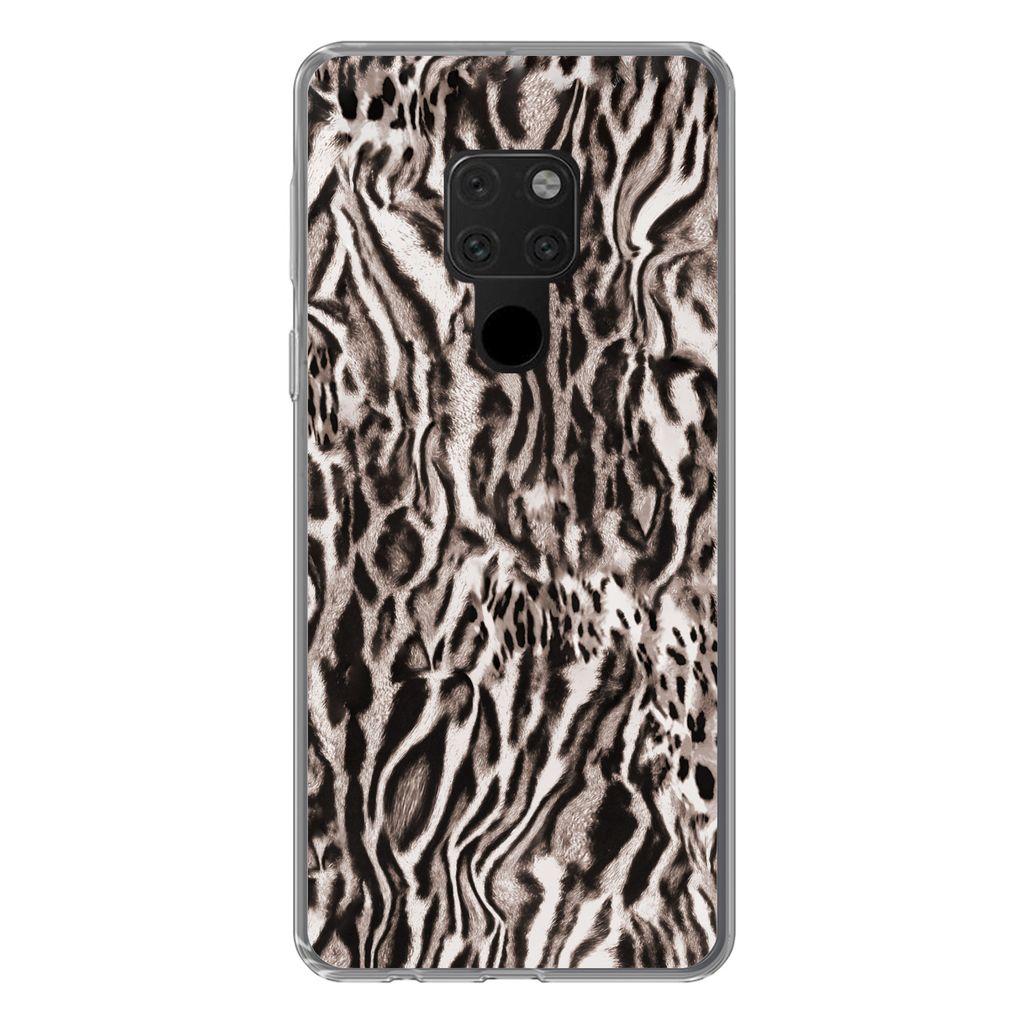 MuchoWow Handyhülle Schutzhülle Hülle für Huawei P40 Lite Pantherdruck - Formen - Schwarz - Braun Silikon Softcase Handy Hülle - Handy