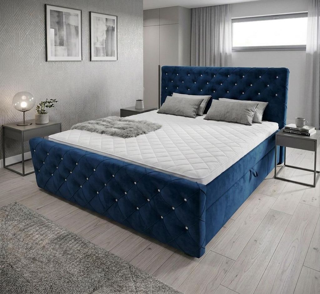Boxspringbett mit kristallen CARMEN II 160 x 200cm, Amor Produktbild 