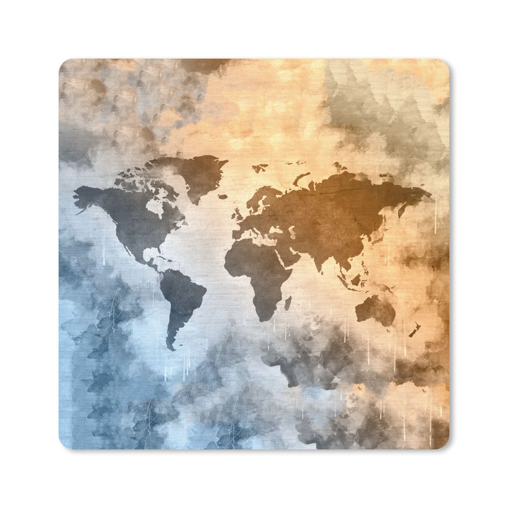 MuchoWow Mauspad Mousepad Weltkarte - Farben - Vintage 20x20 cm - Mousepads - Maus Mat - Pad - Mausunterlage - Desk Mat - Bureauartikeln