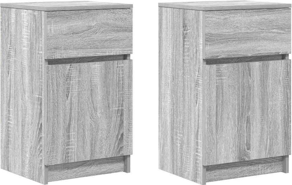 Nachttische 2 Stk. Grau Sonoma 39x35x65 cm Holzwerkstoff