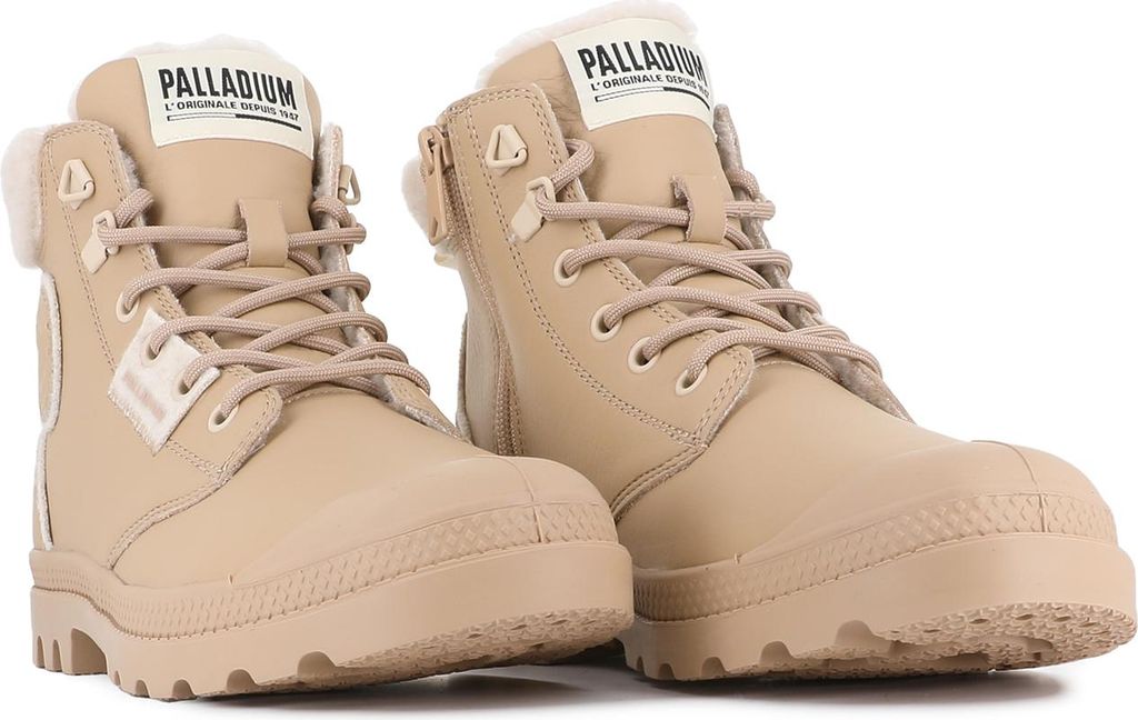 PALLADIUM Pampa Hi Snow Warm Damen Boots Stiefelette Leder 94380-235-M beige tan, Schuhgröße:39.5 EU