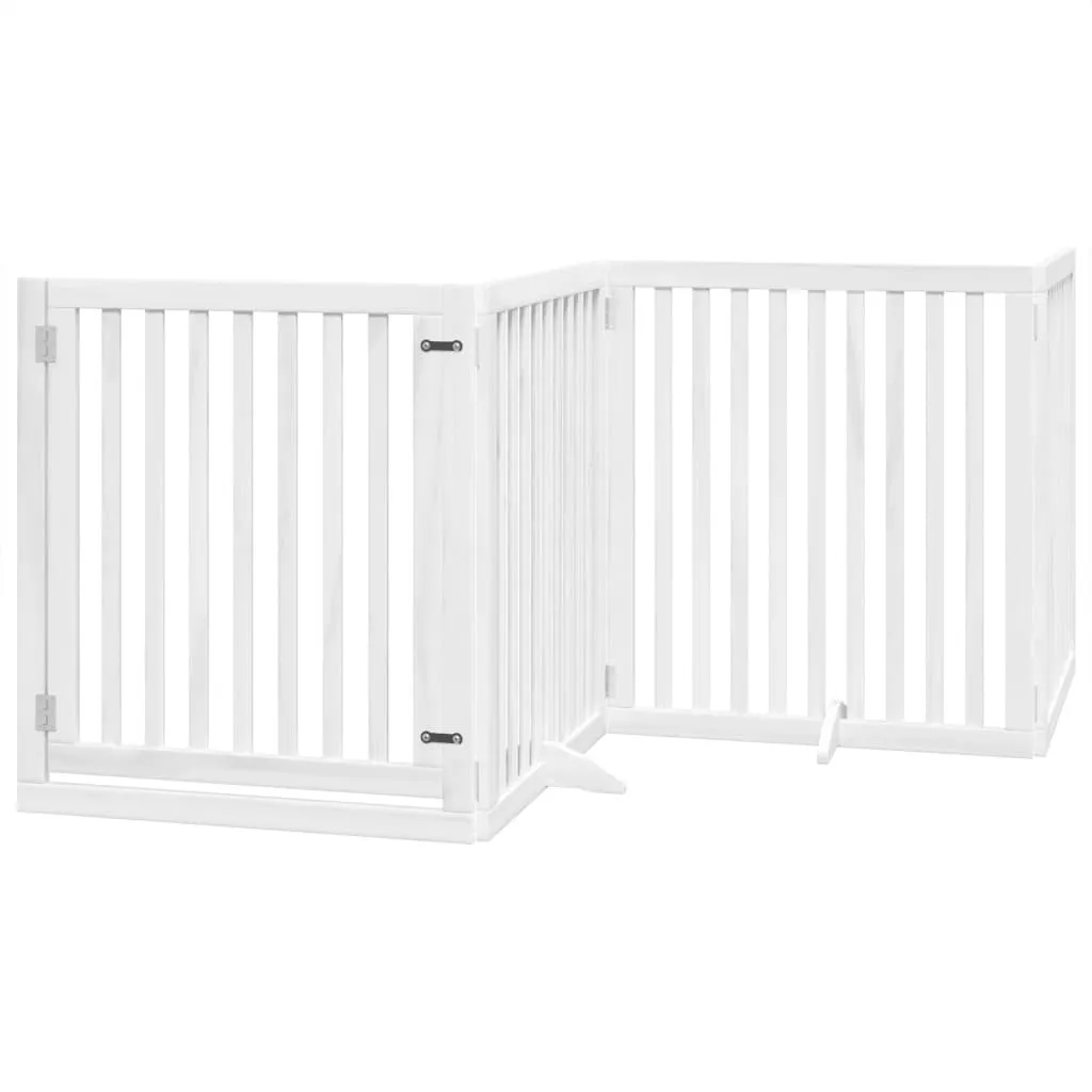 Cancelletto Pieghevole Cani vidaXL 4 Pannelli 320 cm Legno Bianco