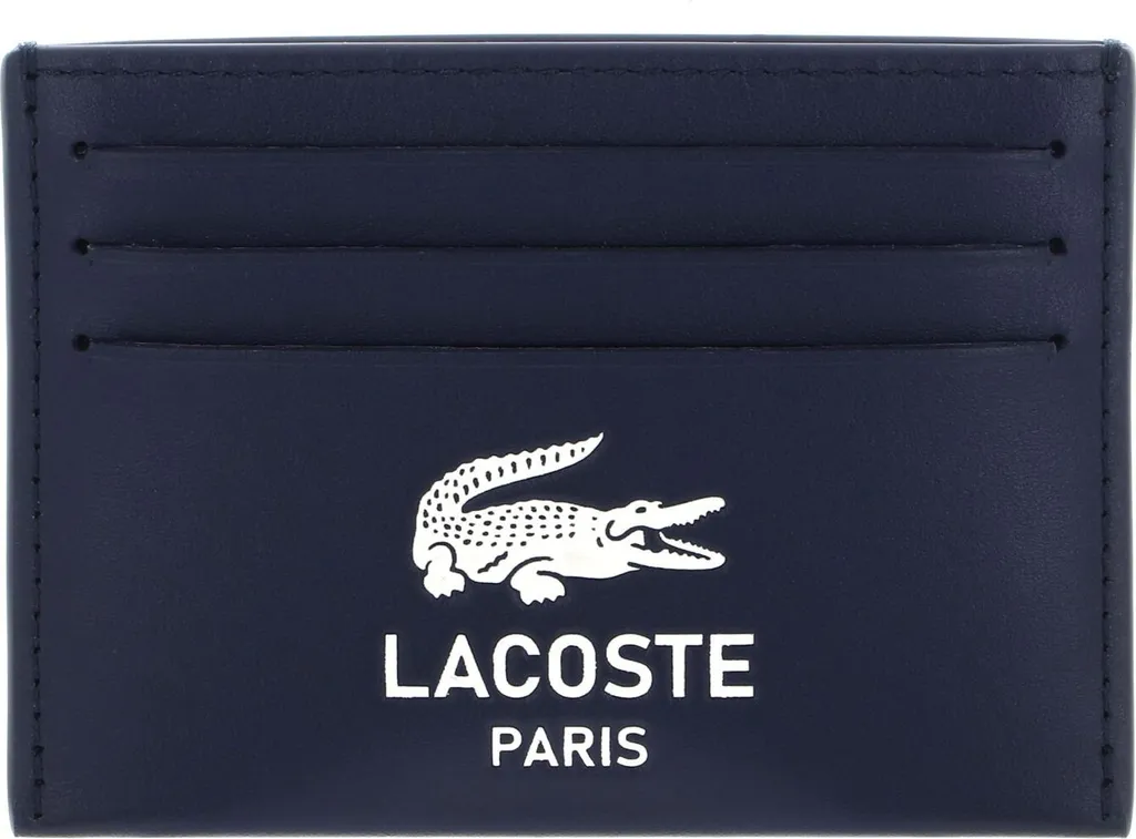 Porte-cartes Lacoste Paris en Cuir Véritable Bleu Marine Finition Chic - 2