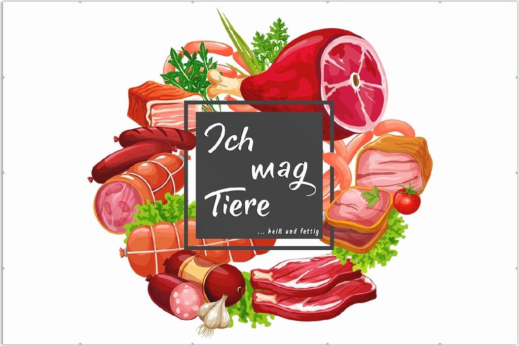Wallario Wandbild Ich mag Tiere - Fleisch, Größe: 61 x 91,5 cm, Poster mit rahmenlosen Bildhalter