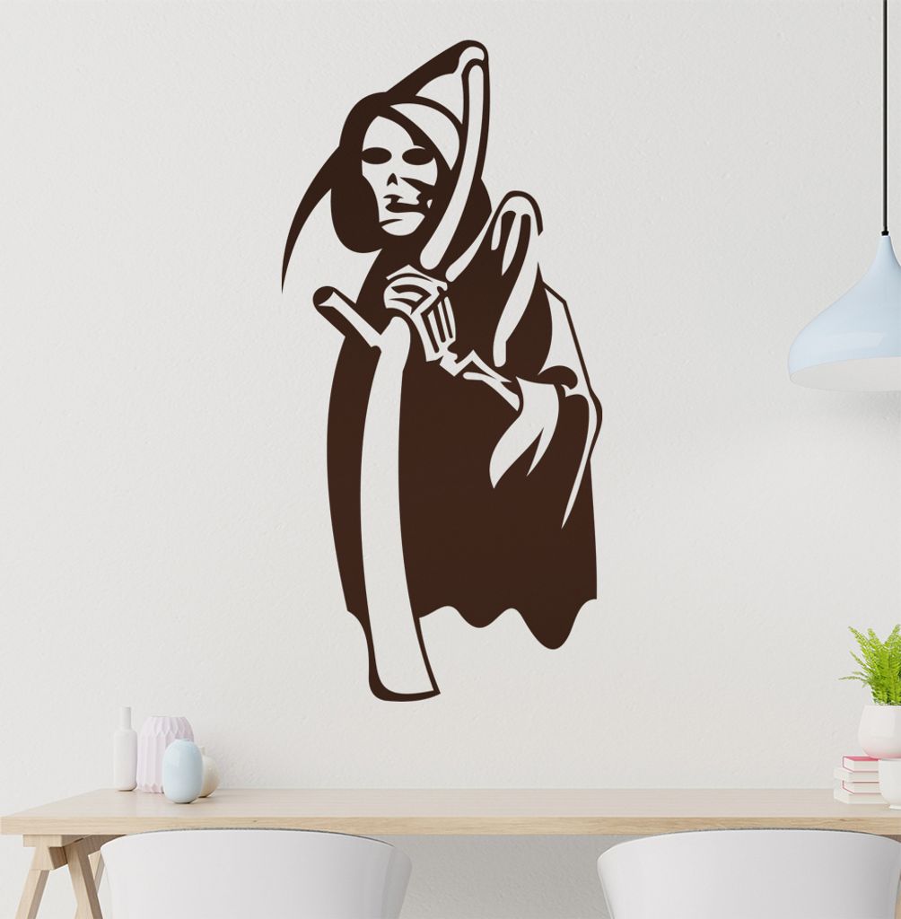 Sensenmann Wandtattoo in 6 Größen - Wandaufkleber Wall Sticker - Dekoration, Küche, Wohnzimmer, Schlafzimmer, Badezimmer