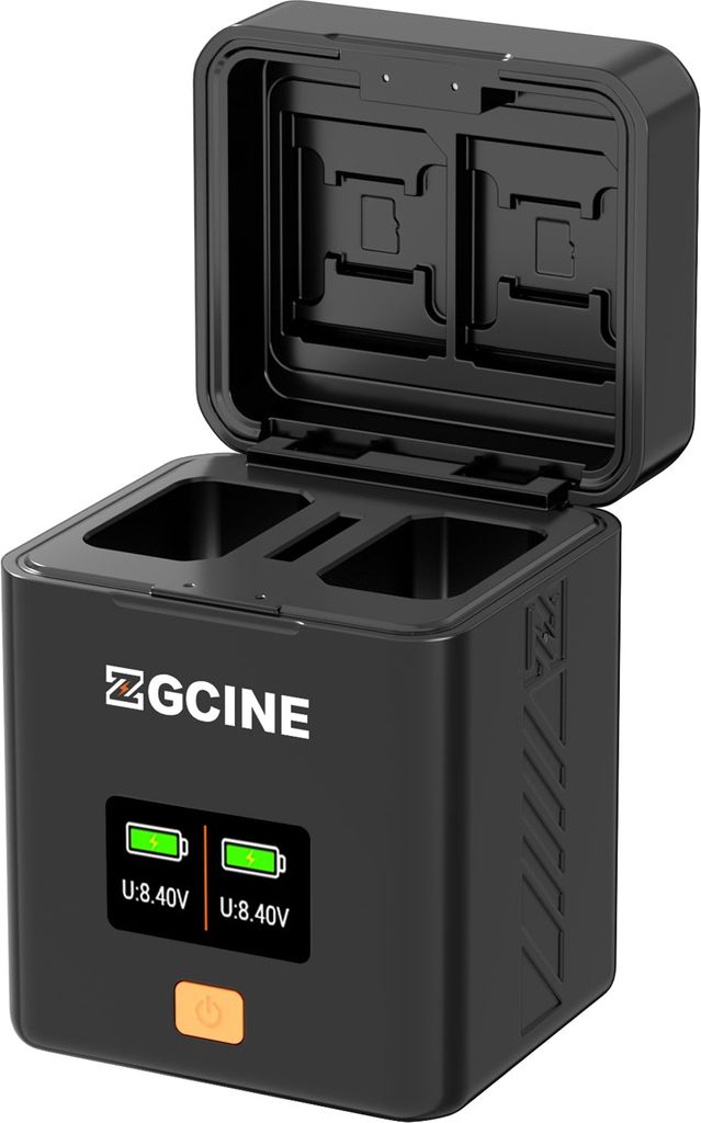 Kamera-Akku-Ladekoffer fuer NP-FW50-Akkus, 2-Fach-Akkuladegeraet mit Kartensteckplaetzen, OLED-Bildschirm, PD-Schnellladebox, kompatibel mit Sony A...