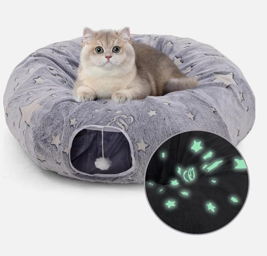 Tierschatz XXL Katzentunnel mit Katzenbett, rund, 90 cm, Produktbild 