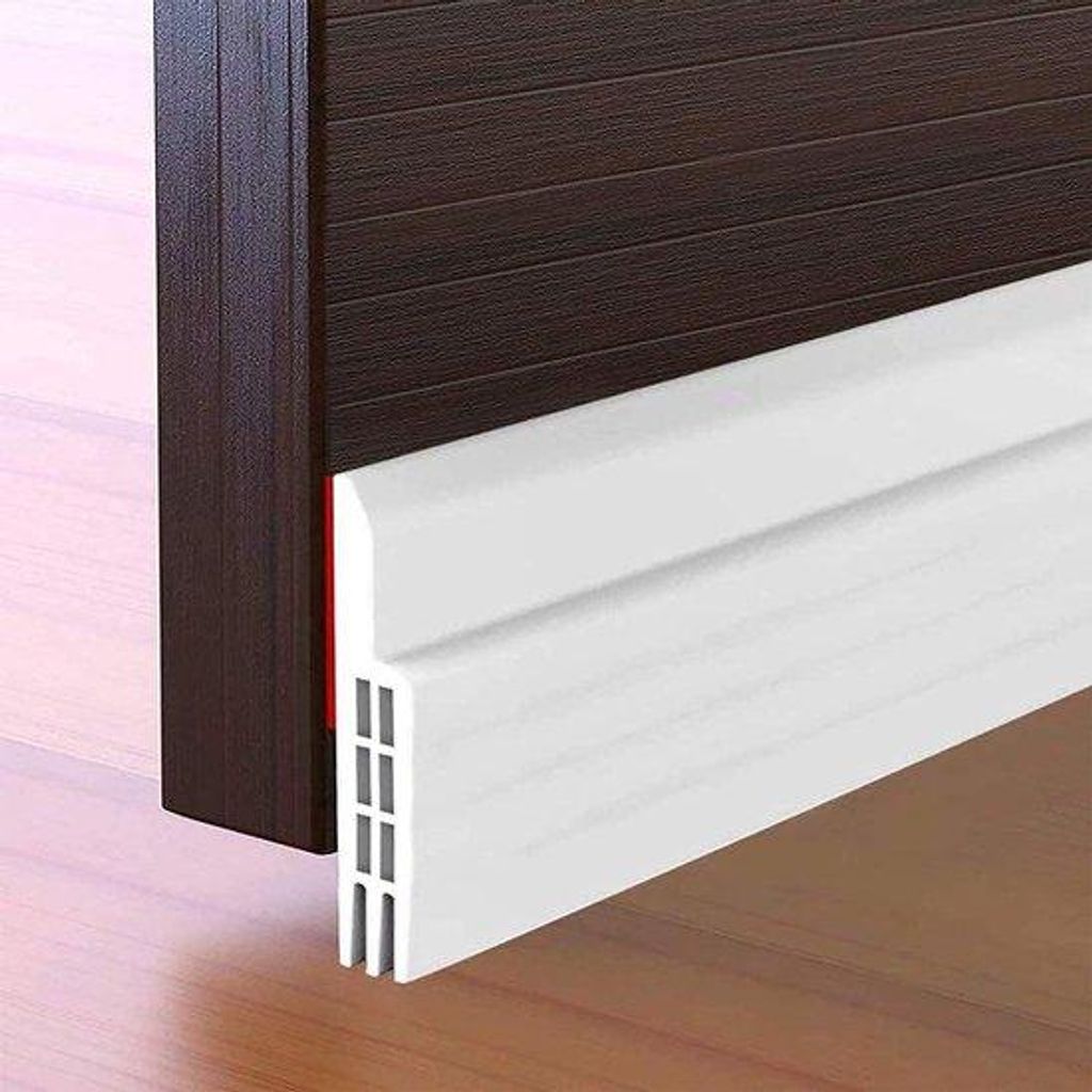 Silikonischer Tochtstopper für untere Türschwelle, selbstklebend, für Lärmbekämpfung, Energieeinsparung, ca. 5 cm breit x 99 cm lang, beige