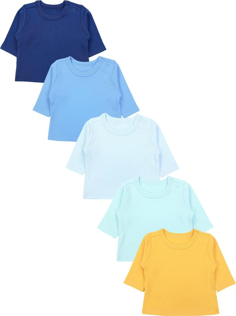 TupTam Baby Jungen Langarmshirt Gestreift 5er Set, Farbe: Blau_Gelb, Größe: 92