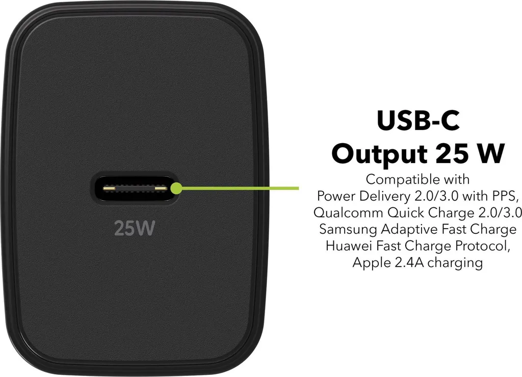 Adaptateur secteur USB C 25W AlzaPower G220C Noir pour Smartphone et Tablette