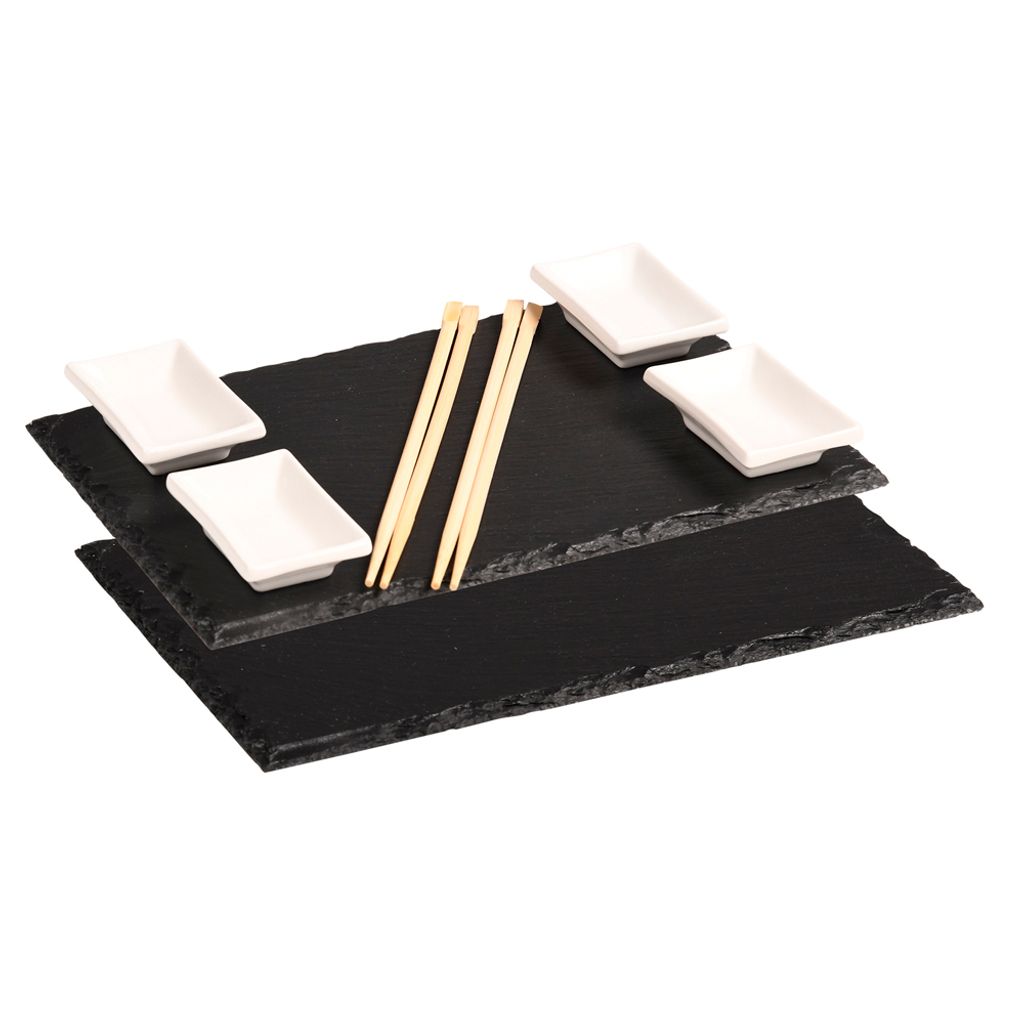 KESPER Schieferplatte mit Dipschalen 31x21cm 2er-Set