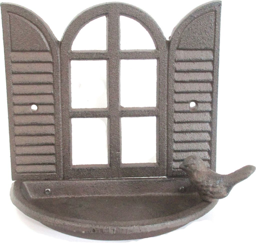 B&S Vogeltränke aus massiven Gusseisen für die Wand Rostbraun H 18 cm