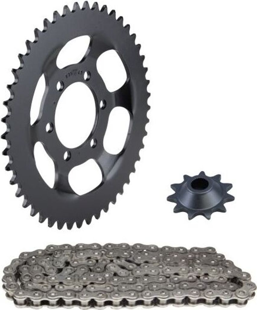 Kettensatz 3-teilig schwarz 11/47 Zähne für Zündapp Hai CX 25 Typ 448-150 448-151 (bis Motor Nr. 9954285)