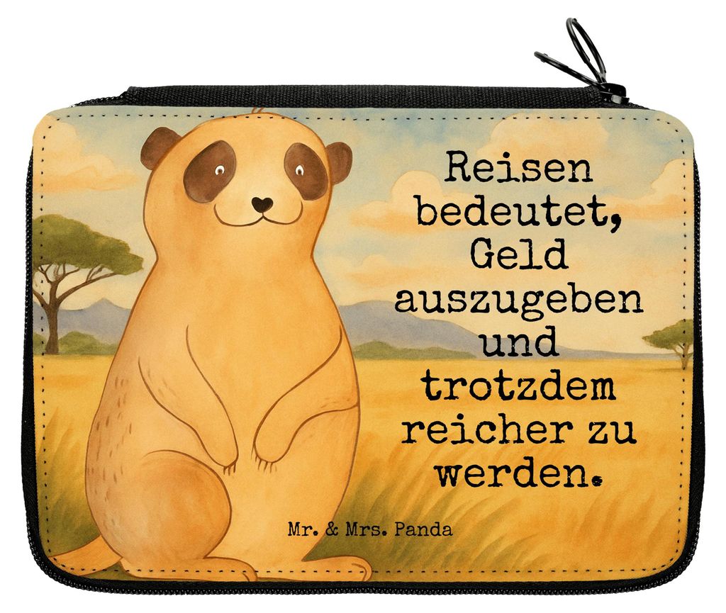Mr. & Mrs. Panda Mäppchen Erdmännchen Design - Weiß - Geschenk, Etui, Roadtrip, Traveling, Afrika, Stifteetui, Spruch, für Stifte, Bleistiftetu...