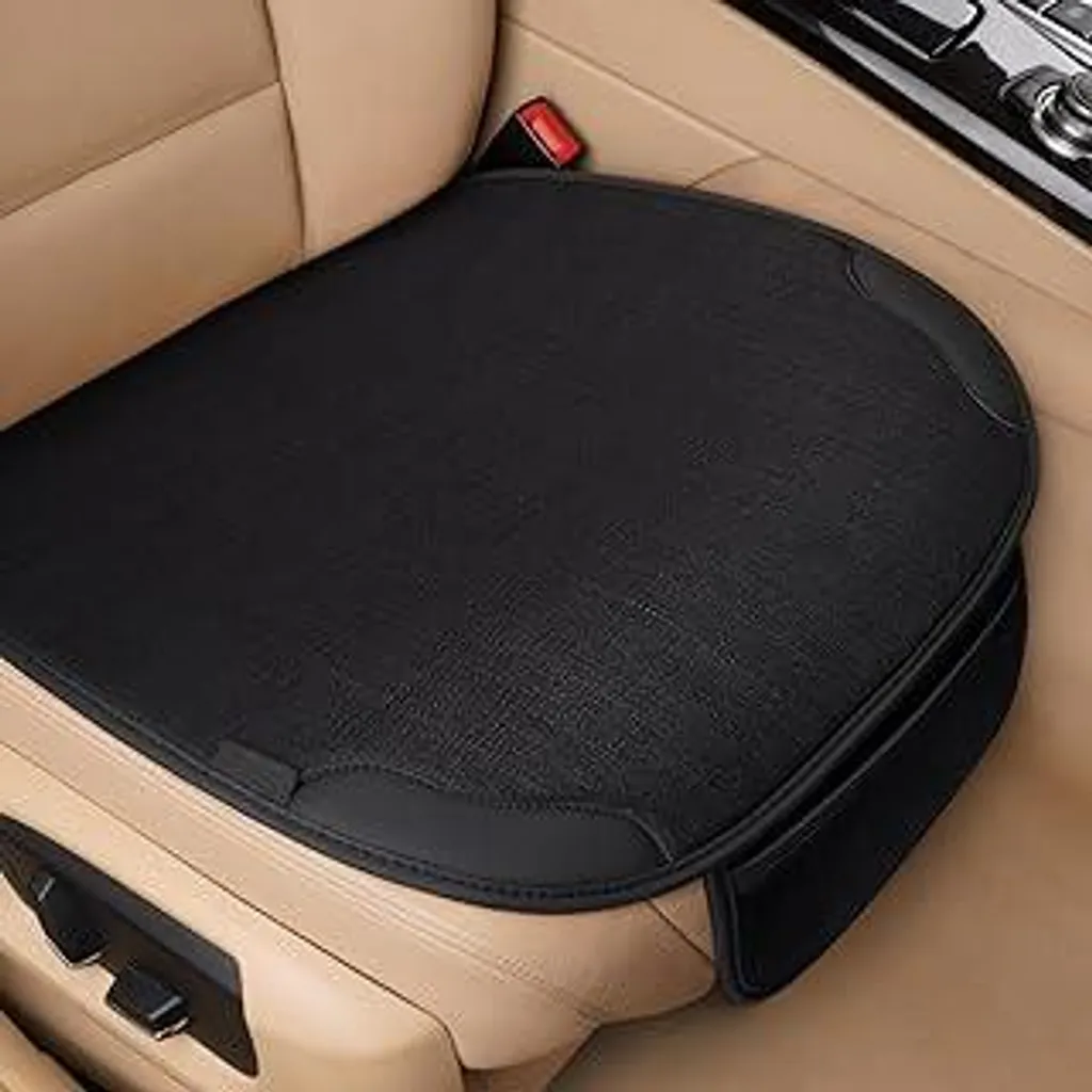 Cuscino per sedili anteriori auto 51x50 cm – Coprisedili universali per auto traspiranti, antiscivolo, morbidi, anti-sudore per auto, SUV, camion (nero)