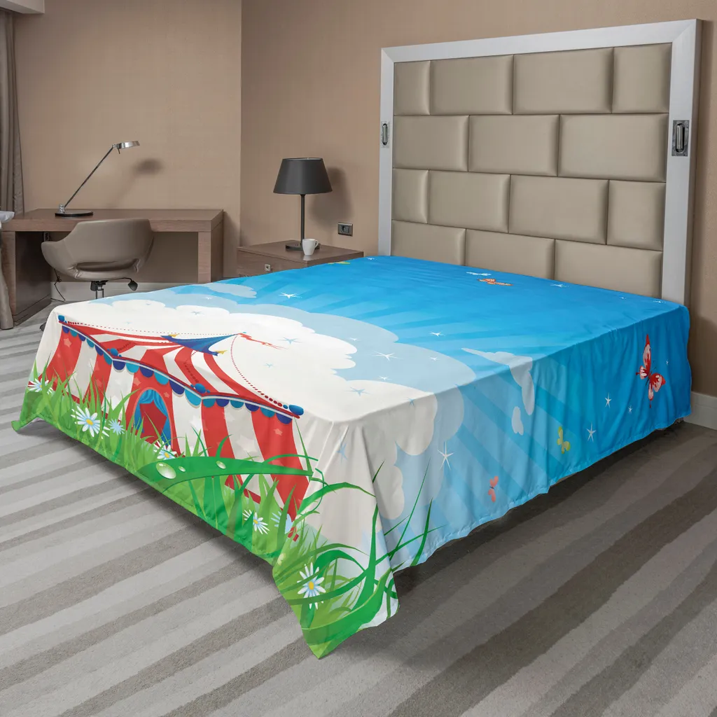 Drap de Lit Supérieur Motif Cirque et Nuages 275x260cm Festival Happiness