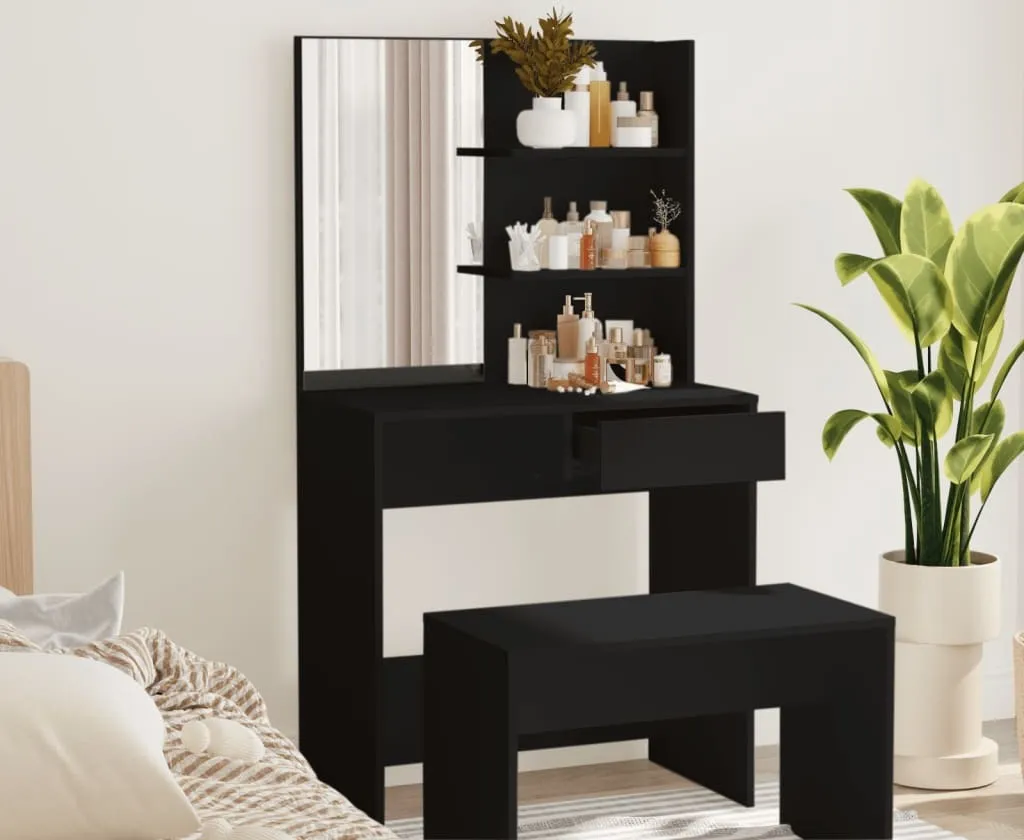 Vanity Table Nero The Living Store 141cm | Postazione Trucco Specchio