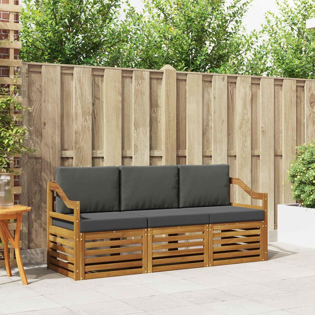 "Neues Produkt" Sofagarnituren - CLORIS - Terrassen-Sofa - 3 pcs - Natur und Anthrazit Massivholz Akazie - Modern Gartensofas V1708