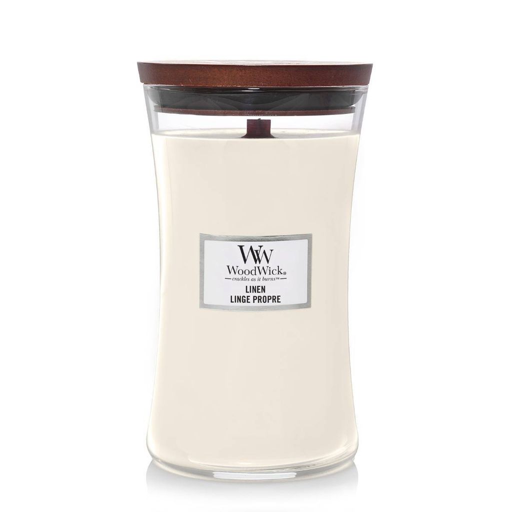 Bougie parfumée WoodWick Large Linen - 18 cm / ø 10 cm Image du produit 