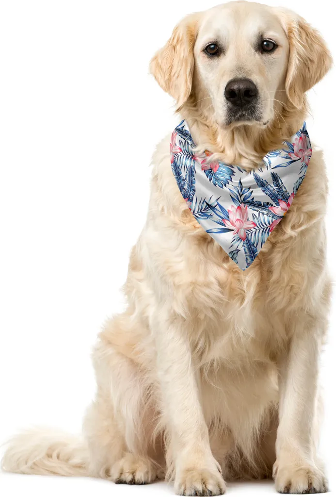 Bandana ABAKUHAUS Banana Palm Lilien - Accessorio Pet Corallo Blu