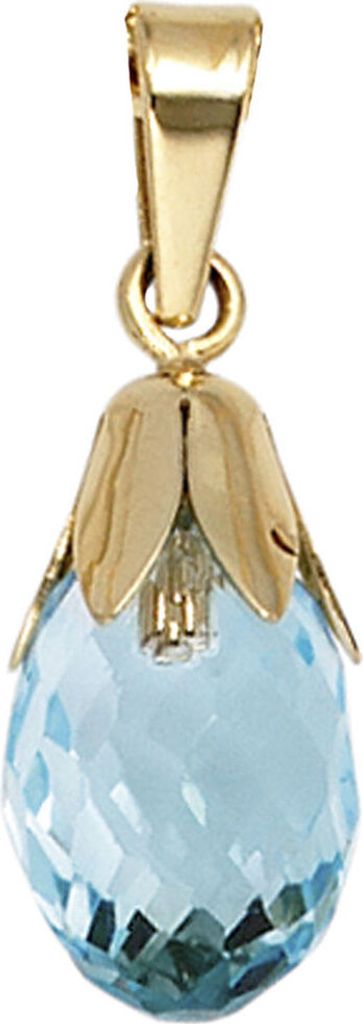 Anhänger mit Blautopas hellblau tropfenförmig & 333 Gold Gelbgold
