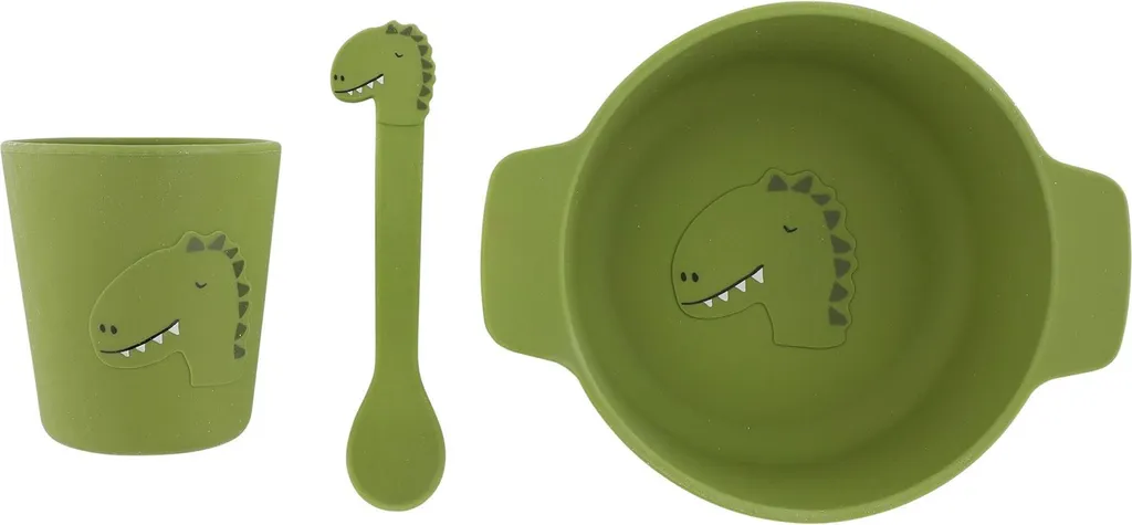 Mettiti a Tavola con Mr. Dino: Set Pappa Silicone Trixie 3 Pezzi