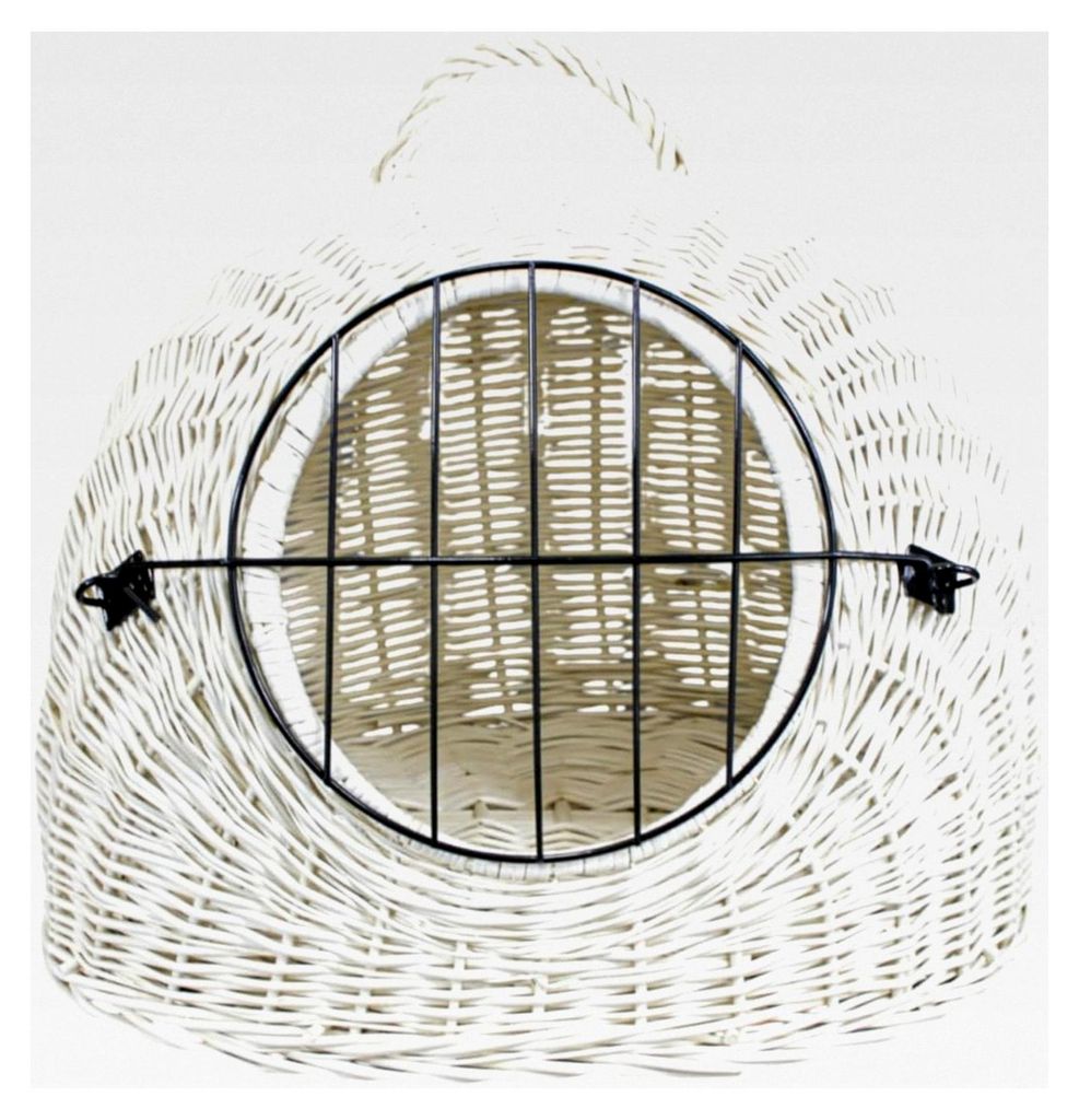 Weidenkorb mit Gitter und Tragegriff – Abmessungen 50x40x45 cm – Transporthöhle – Weiße Farbe – Hersteller – Transporter ohne Kissen