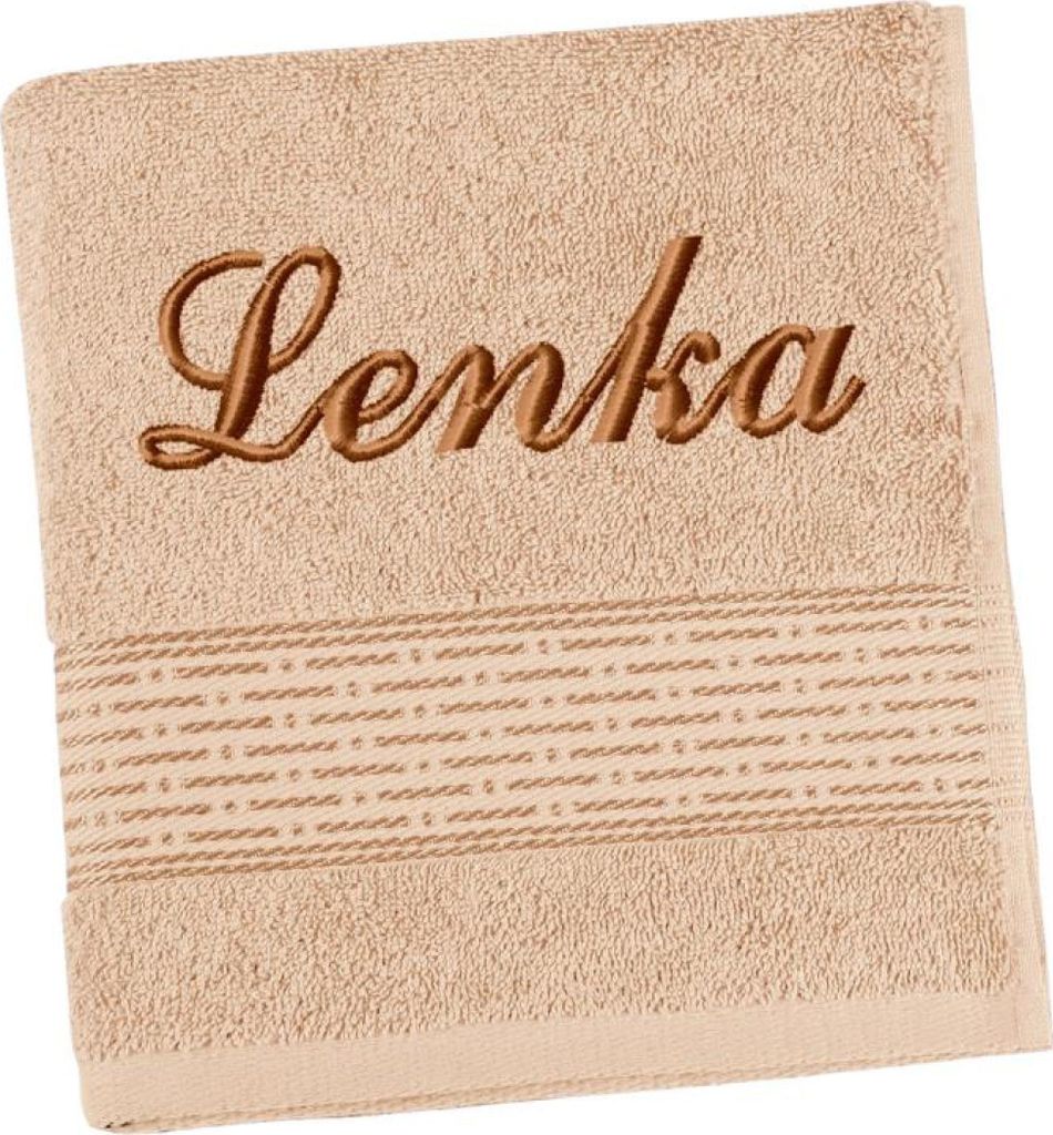 Frottierhandtuch Streifen mit Namensstickerei - 50x100 cm - Beige
