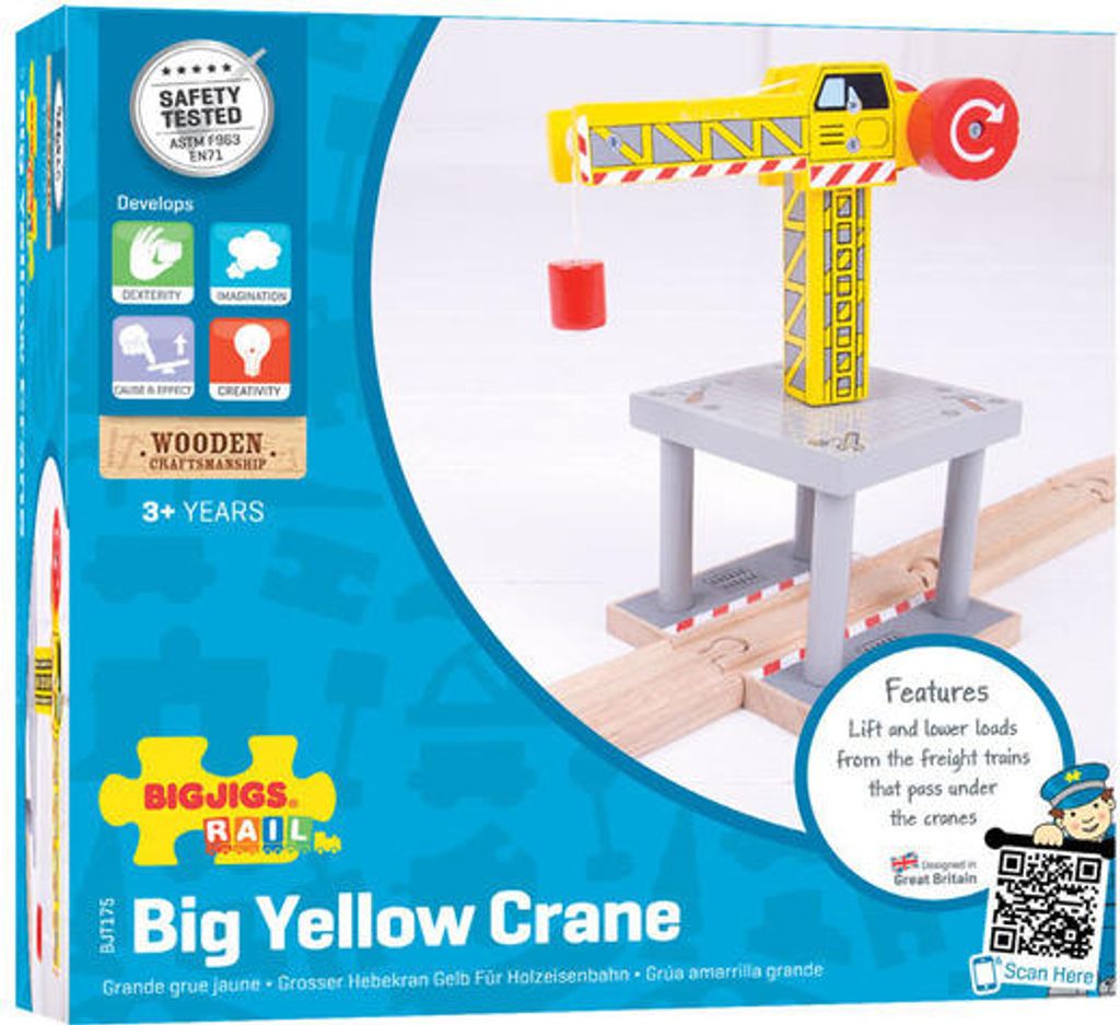 Bigjigs Schiene Big Crane Gelb Produktbild 