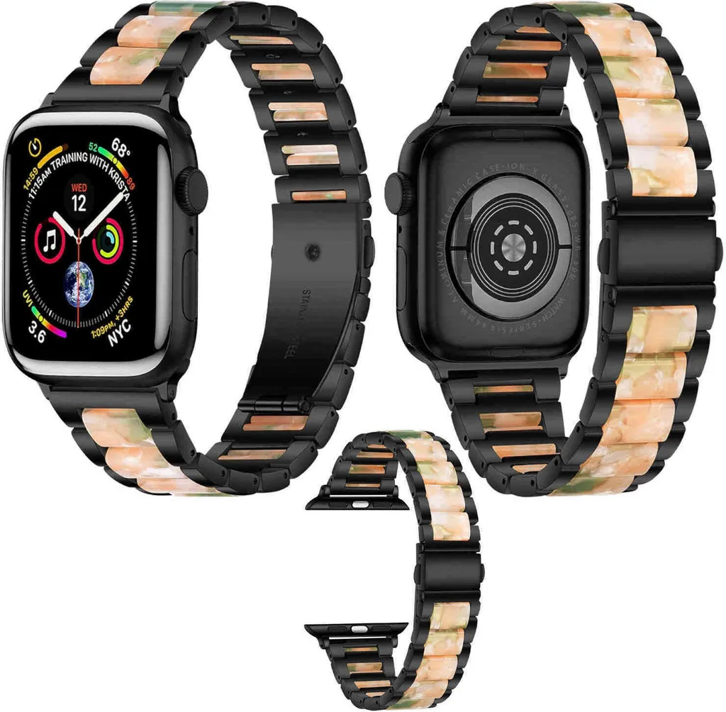 Per Apple Watch Series 9 8 7 41 / 6 SE 5 4 40 / 3 2 1 38mm metallo / resina Bracciale Smart Watch