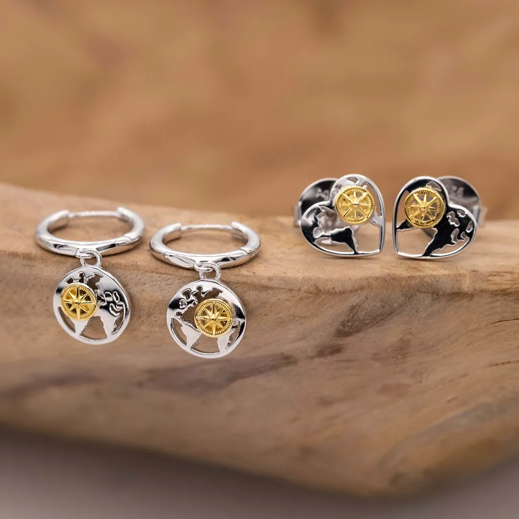 Boucles d'oreilles Cœur Légères et Hypoallergéniques en Argent Bicolore