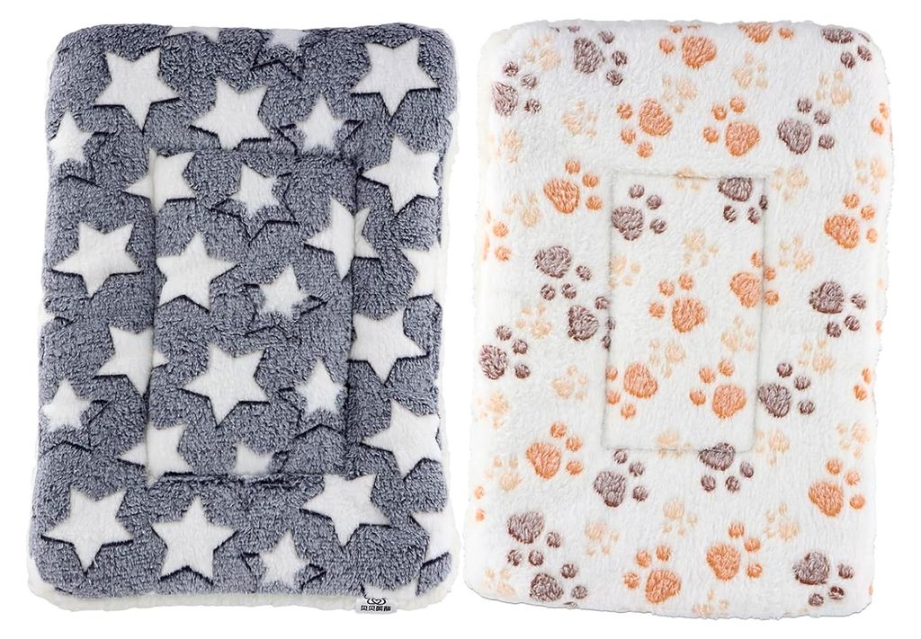 2 Stück Kleintier Plüschbett, Warm und Flauschig, 40 x 30 cm, Geeignet für Kaninchen, Meerschweinchen, Eichhörnchen, Hamster, Chinchillas (Crem...