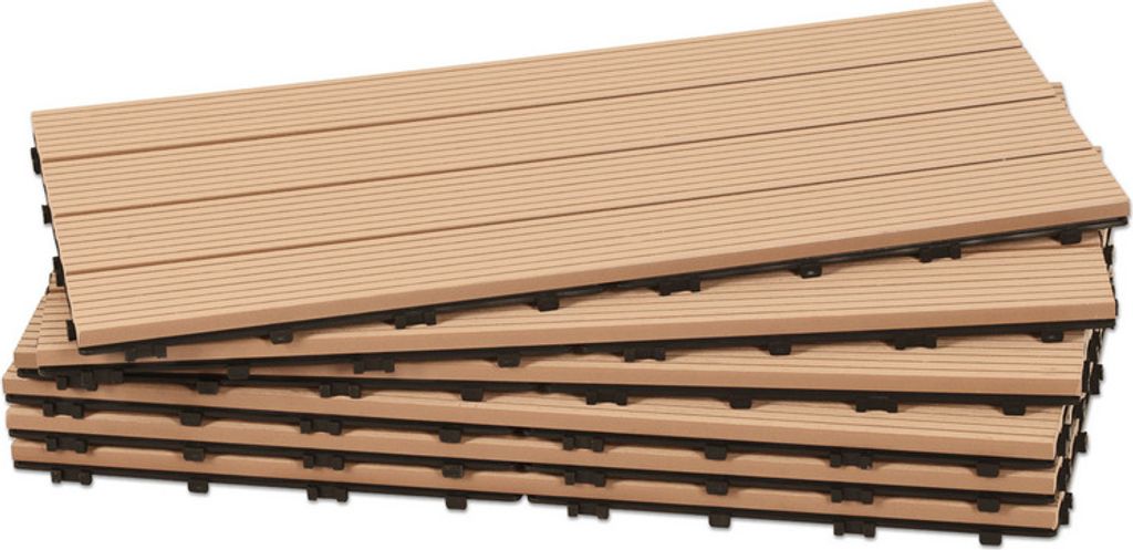 Jayseuw 18 Stk. WPC-Fliesen Terrassenfliesen Klickfliesen Bodenfliese Holzoptik 30x60cm Teak